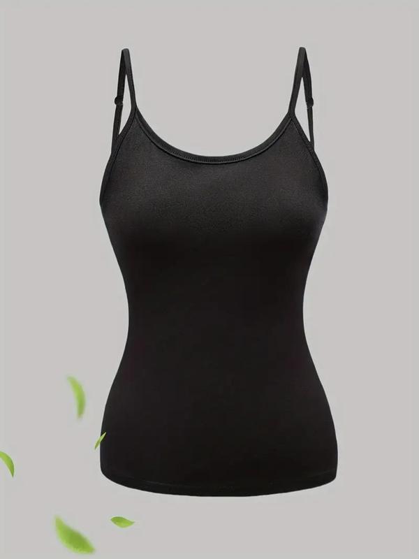 Womenswear Solid Cami Top, Girly Clothing, Casual Adjustable Spaghetti Strap Top for Daily Wear, Minimalist Ladies Clothes for All Seasons
